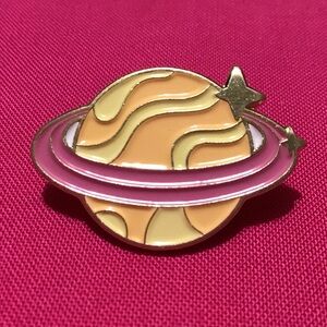 Yellow Saturn Enamel Pin